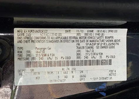 2014 Ford Focus Se z USA, uszkodzony, nr VIN 1FADP3F21EL225076